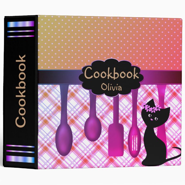 Recipe book, yellow 3 ring binder (Front/Spine)