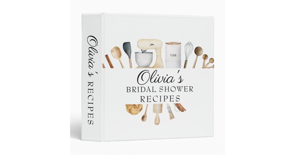 Recipe Bridal Shower 3 Ring Binder Zazzle