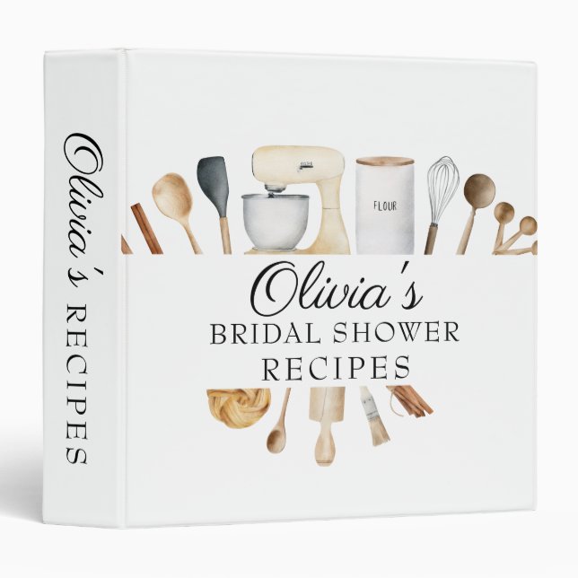 Recipe Bridal Shower 3 Ring Binder (Front/Spine)