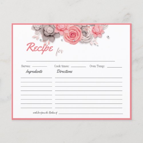 Recipe Bridal Shower Card