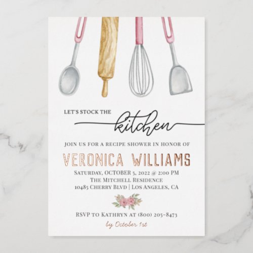 Recipe Bridal Shower Foil Invitation