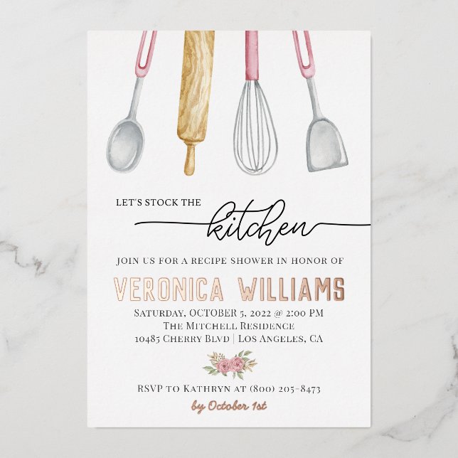 Recipe Bridal Shower Foil Invitation (Front)