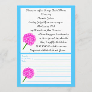 Recipe Bridal Shower Invitation - Blue Recipe Card