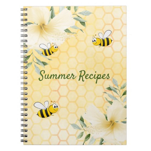 Recipe bumble bees yellow honeycomb summer notebook