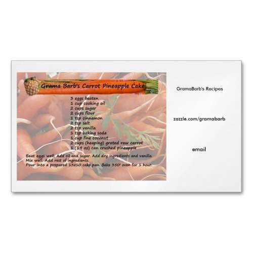 Recipe  Business Magnet Cards