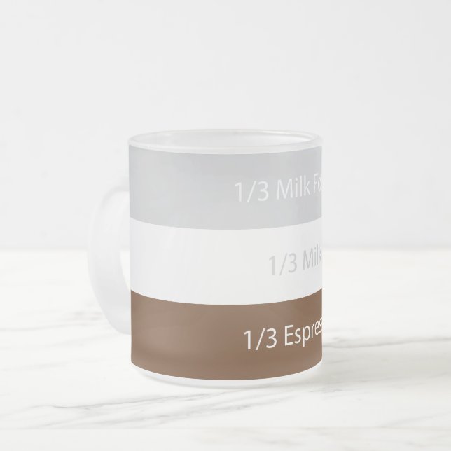 Recipe cappuccino Coffee | Text design Frosted Glass Coffee Mug (Front Left)