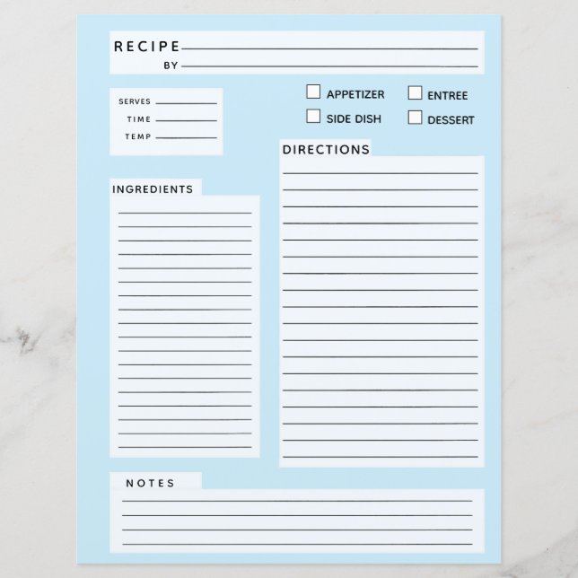 Recipe Card  (Front)