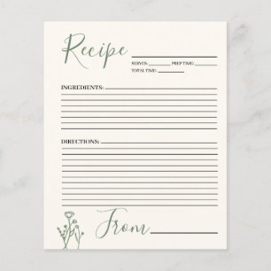 Recipe Card Boho Floral Budget Flyer
