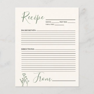 Recipe Card Boho Floral Budget Flyer