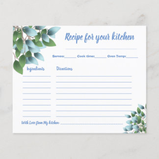 Recipe Card Bridal Shower Eucalyptus Flyer