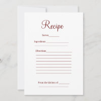 recipe card bridal shower party wedding add detail