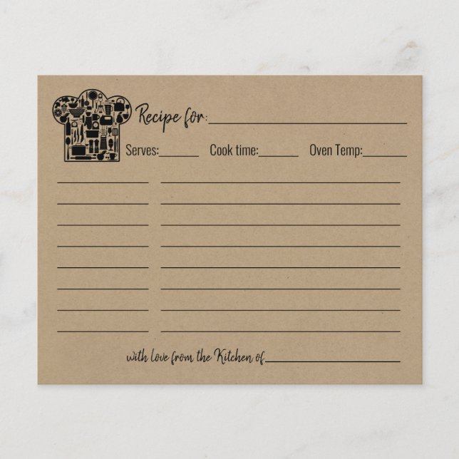 Recipe card bridal shower rustic wedding shower (Front)