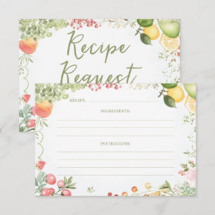Recipe Card Bridal Shower Watercolor Market Card