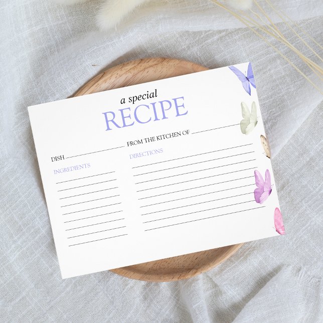 Recipe Card Butterflies Bridal Shower Game Flyer (Recipe cards - bridal shower game, he gives her butterflies)
