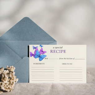 Recipe Card Butterflies Bridal Shower Game Flyer