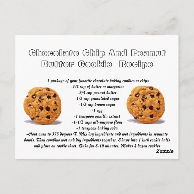Recipe card Chocolate Chip Peanut Butter Cookie (Back)