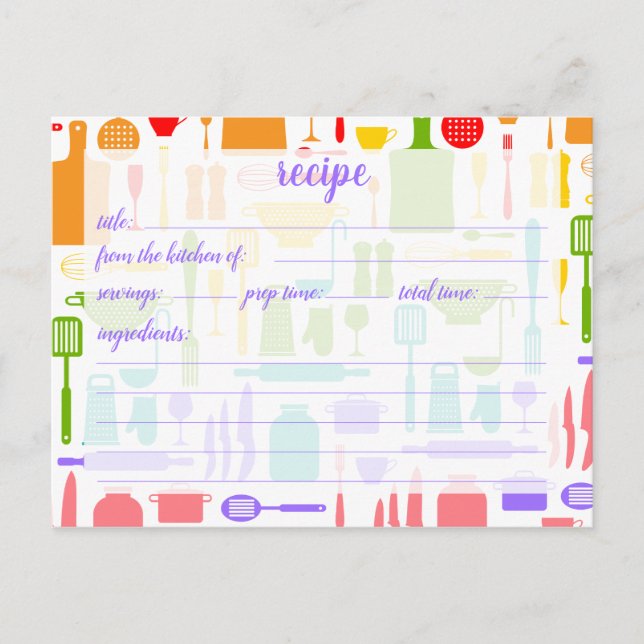 Recipe Card | Colorful Kitchen Tools (Front)