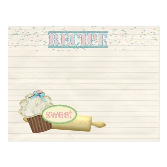 recipe card cupcake post card