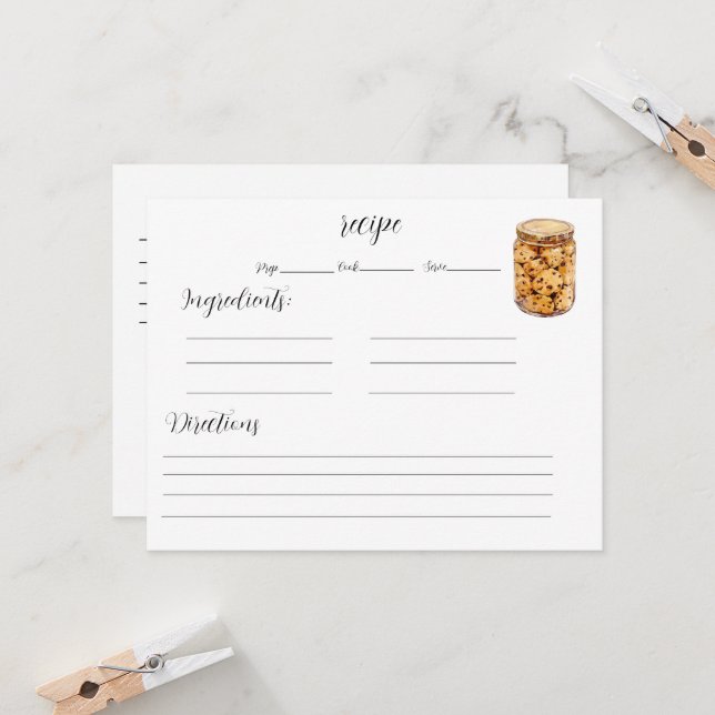 Recipe Card for Cookies (Front/Back In Situ)