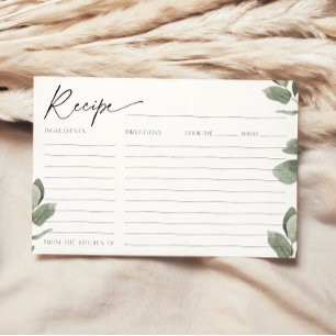 Recipe Card for the Bride Eucalyptus Greenery