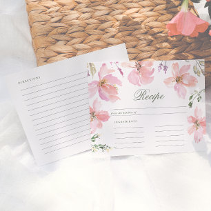 Recipe Card For The Bride Spring Watercolor Floral
