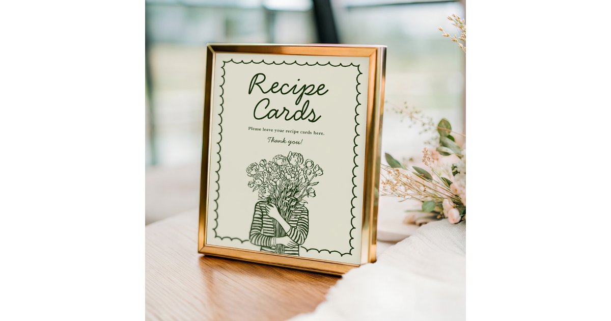 Recipe Card Fresh Off The Market Bridal Sign | Zazzle