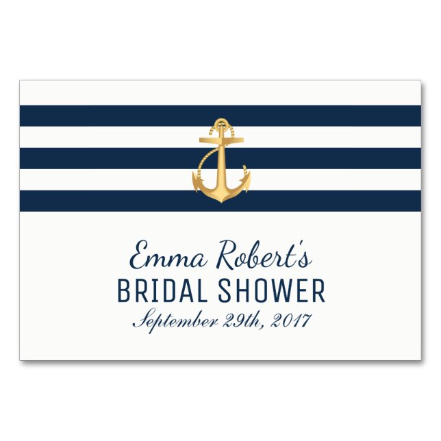 Recipe Card | Gold Anchor Nautical Bridal Shower (Front)