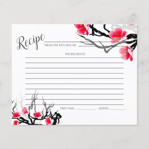 RECIPE CARD  Japanese Blossom Branch Floral