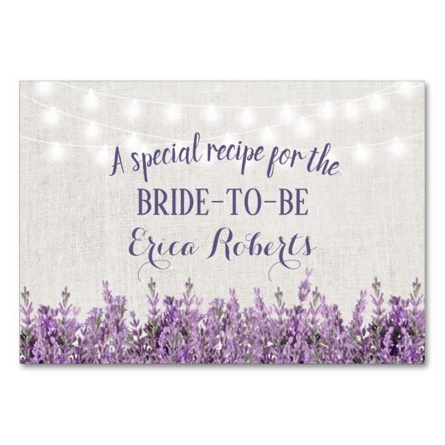 Recipe Card | Lavender Floral Elegant Linen (Front)