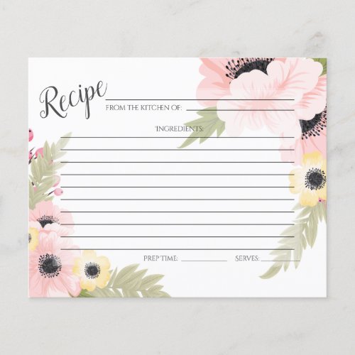 RECIPE CARD  Pink and Yellow Poppies