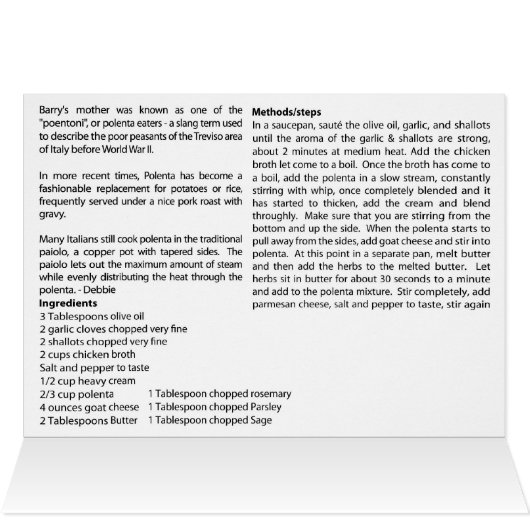 Recipe Card - Polenta with Herbs (Inside Horizontal (Top))