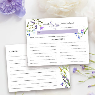 Recipe Card Purple Wildflower Bridal Shower