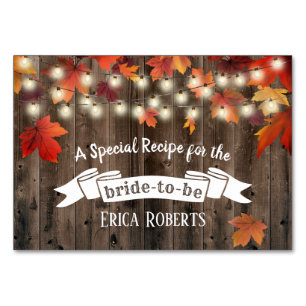 Recipe Card   Rustic Autumn Leaves Bridal Shower