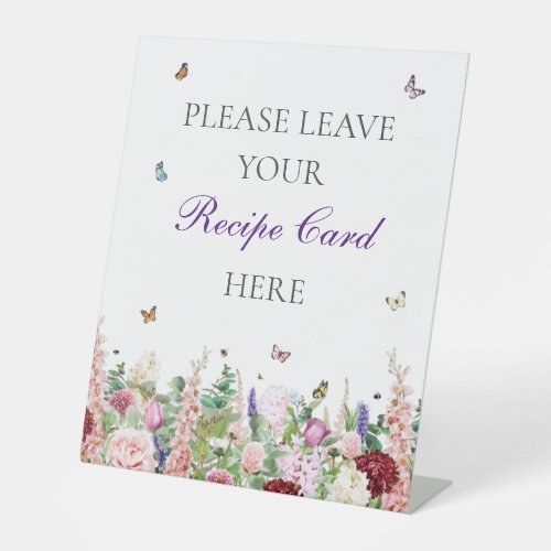 Recipe Card Sign Elegant Floral  Butterflies 