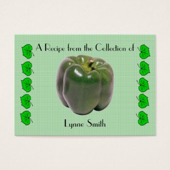 Recipe Card (small) Green Pepper Design by Lynnes_creations at Zazzle