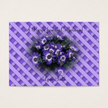 Recipe Card (small)purple Flowers Design by Lynnes_creations at Zazzle