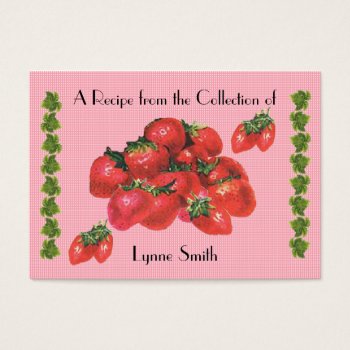 Recipe Card (small) Strawberry Design by Lynnes_creations at Zazzle