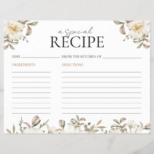Recipe Card Vino Before Vows Floral Bridal Shower Flyer