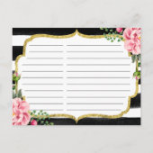 Recipe Card Watercolor Floral Stripe Bridal Shower (Back)