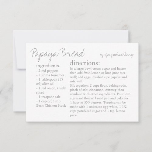 Recipe Card  Your Recipe Grey