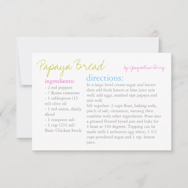 Recipe Card | Your Recipe |pmulti (Front)