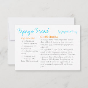 Recipe Card Your Recipe Turquoise Orange