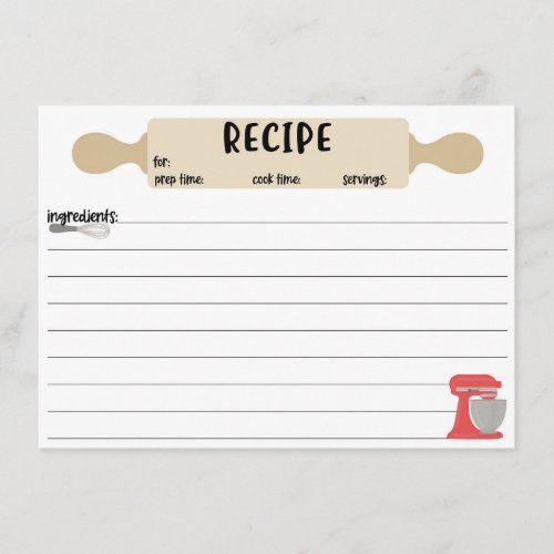 Recipe Cards Double Sided Rolling Pin Baking Theme