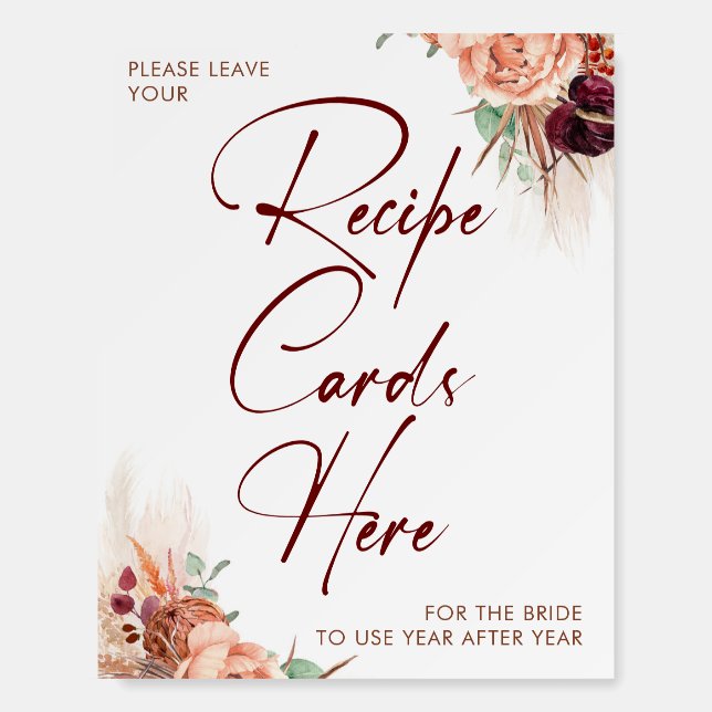 Recipe Cards Place Bridal Shower Terracotta Sign (Front)