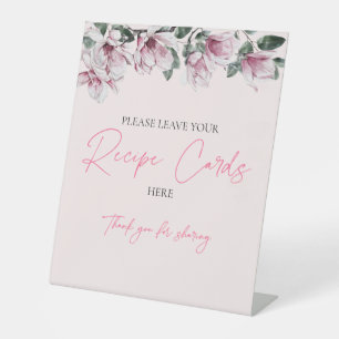 Recipe Cards Sign Pink Floral Bridal Shower