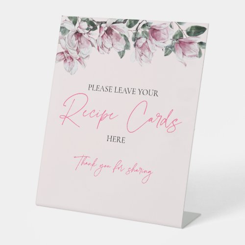 Recipe Cards Sign  Pink Floral Bridal Shower