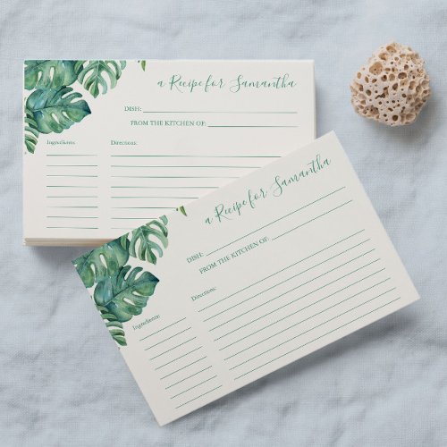 Recipe Cards Tropical Greenery