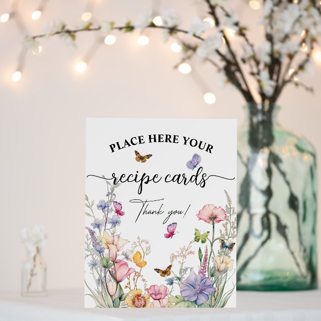 Recipe Cards Wildflower Butterflies Bridal Shower Foam Board (In Situ (Wedding))
