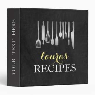 Recipe Chalkboard Black Cooking Personalize 3 Ring Binder