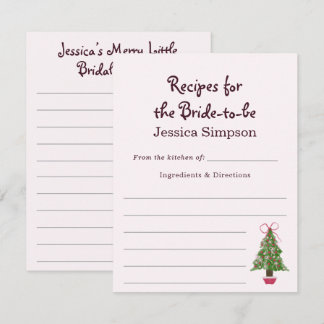 Recipe Christmas Tree Winter Bridal Shower Enclosure Card